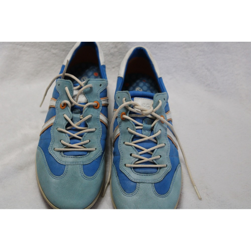 Ecco Blue Leather Textile Low Top Sneakers Mens 398236173 Slovakian Made 1990s
